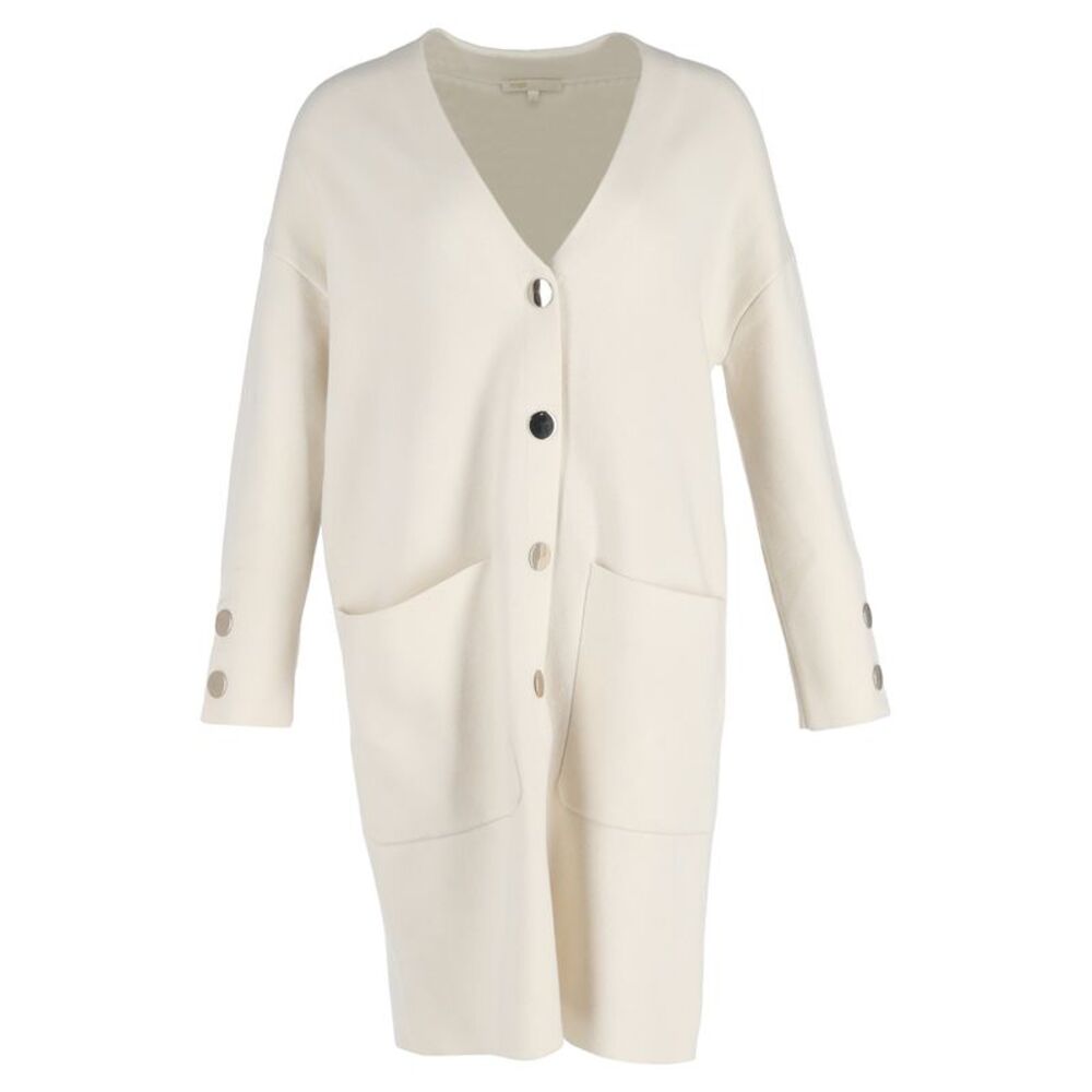 Maje Buttoned Coat In Cream Wool